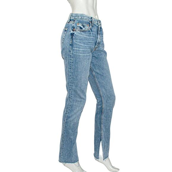 GRLFRND Addison High-Rise Denim Jeans Split Boot Touch The Floor sz 27 - Picture 1 of 12